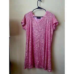 Pink Sequin Mini Dress